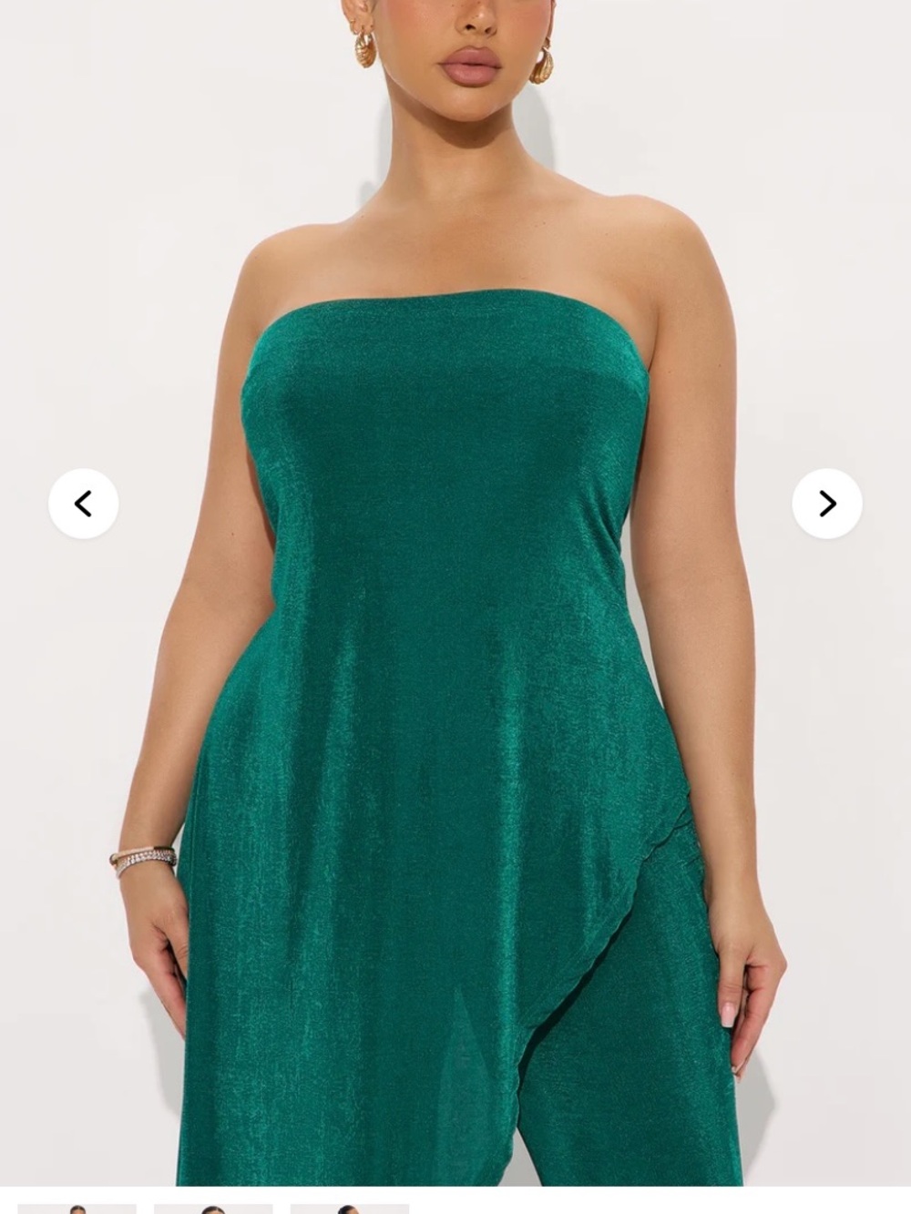 Fashion Nova Strapless Teal Green Jumpsuit